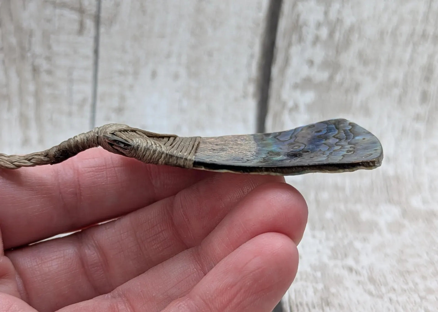 Wild New Zealand freshwater Pāua shell Hei Toki adze pendant
