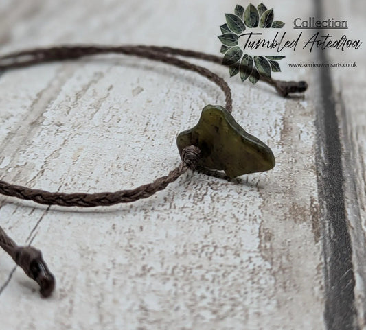 New Zealand tumble polish nephrite jade adjustable unisex bracelet.