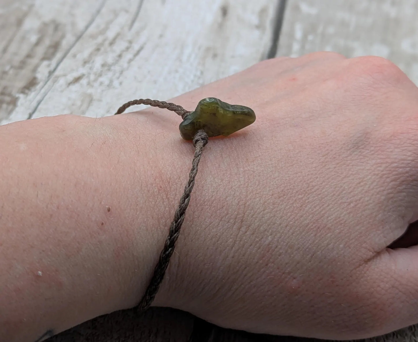 New Zealand tumble polish nephrite jade adjustable unisex bracelet.