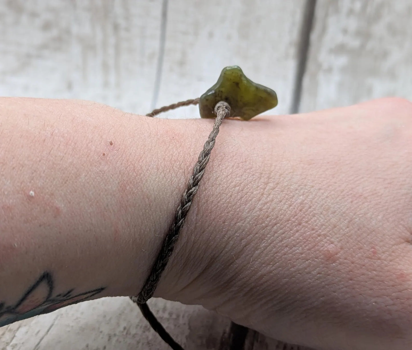 New Zealand tumble polish nephrite jade adjustable unisex bracelet.