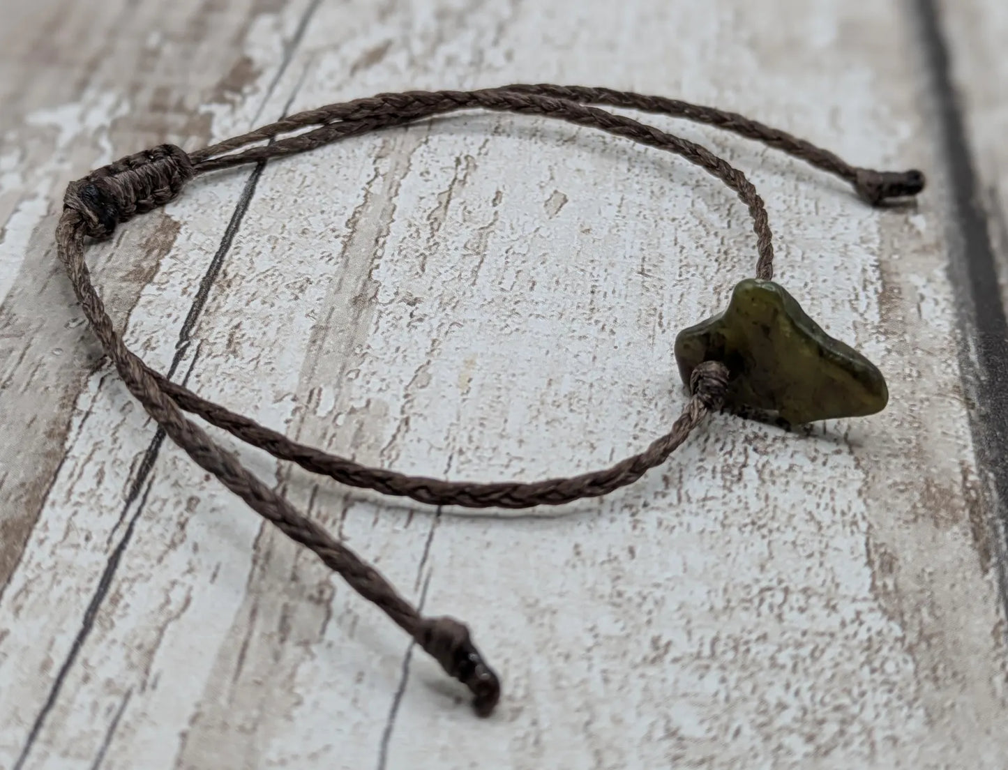 New Zealand tumble polish nephrite jade adjustable unisex bracelet.