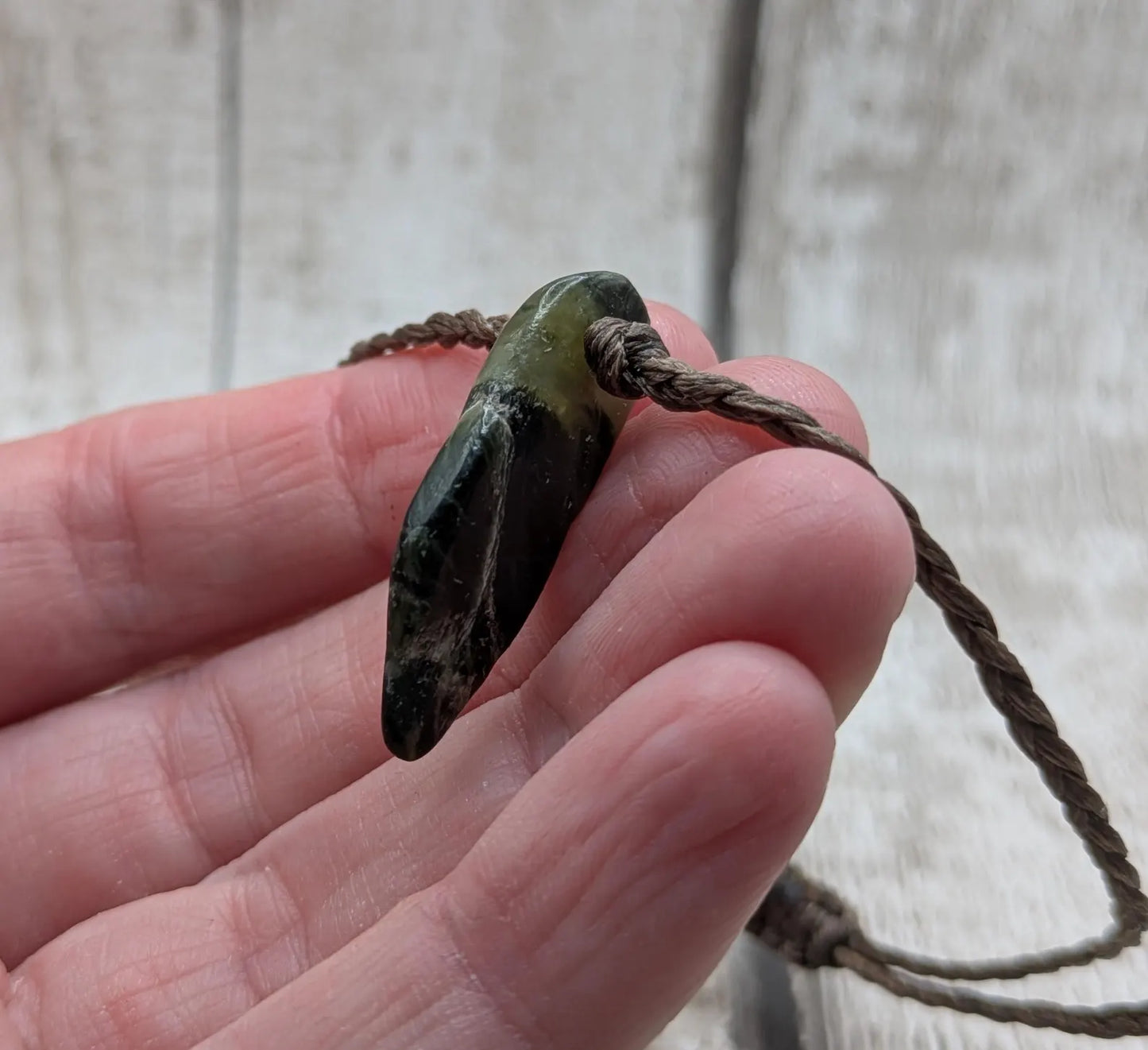 Adjustable New Zealand tumbled Pounamu greenstone jade bracelet.