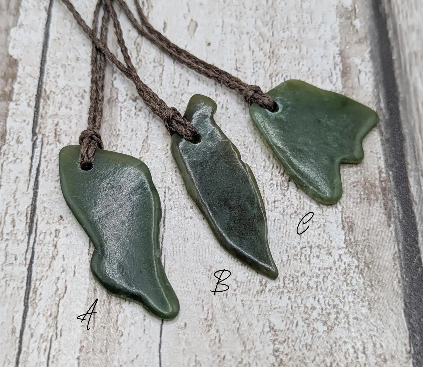 Tumble polished New Zealand Pounamu Jade Necklace – Raw Greenstone Offcut crystal Pendant on Cord, simple spiritual jewellery.