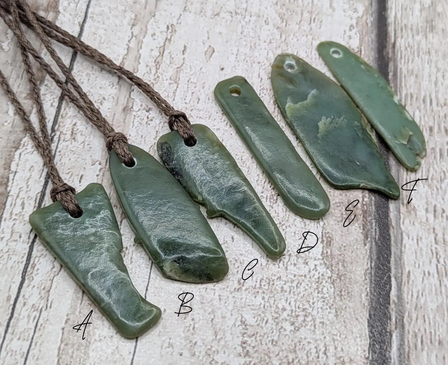 Tumble polished New Zealand Pounamu Jade Necklace – Raw Greenstone Offcut crystal Pendant on Cord, simple spiritual jewellery.