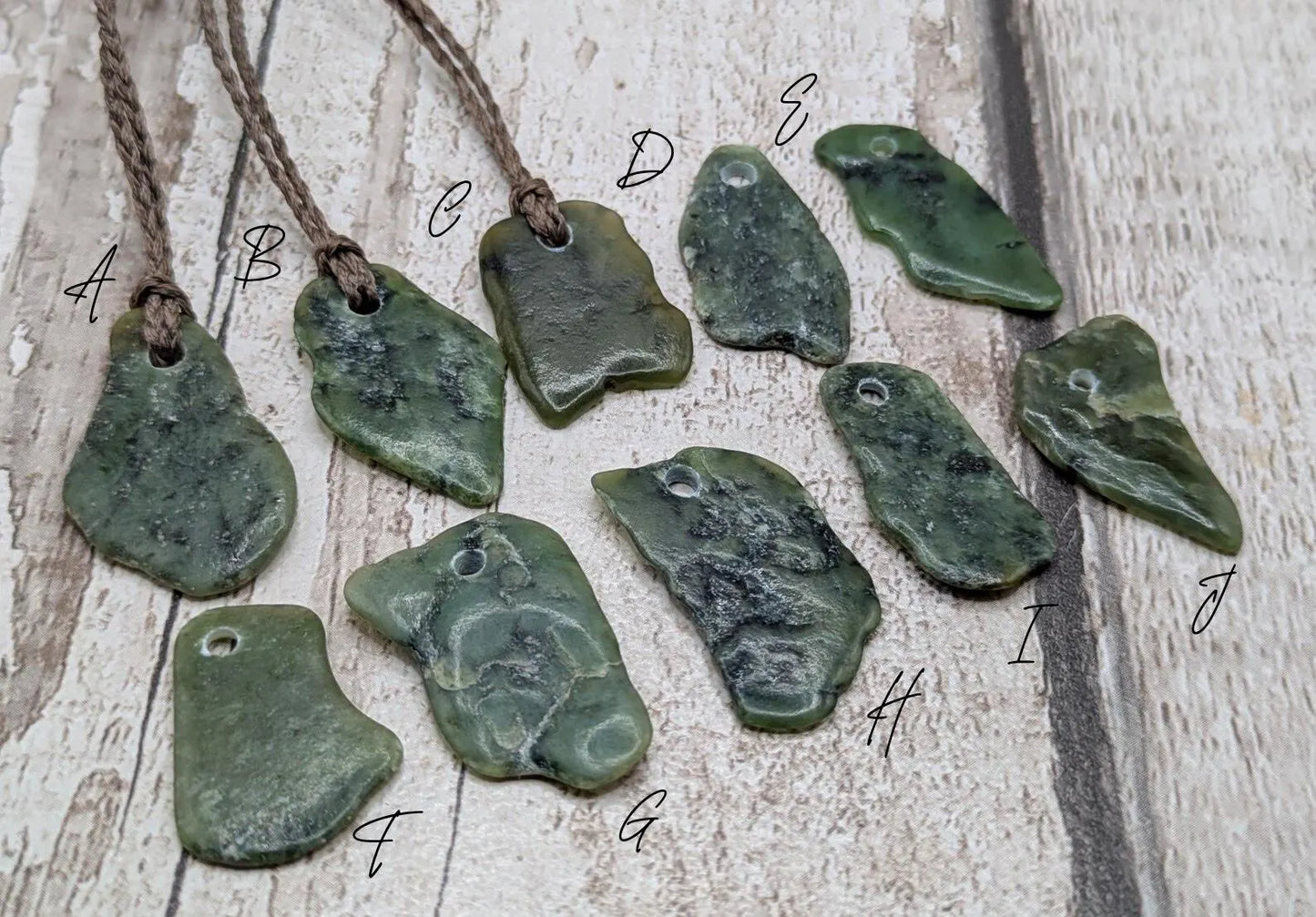 Tumble polished New Zealand Pounamu Jade Necklace – Raw Greenstone Offcut crystal Pendant on Cord, simple spiritual jewellery.