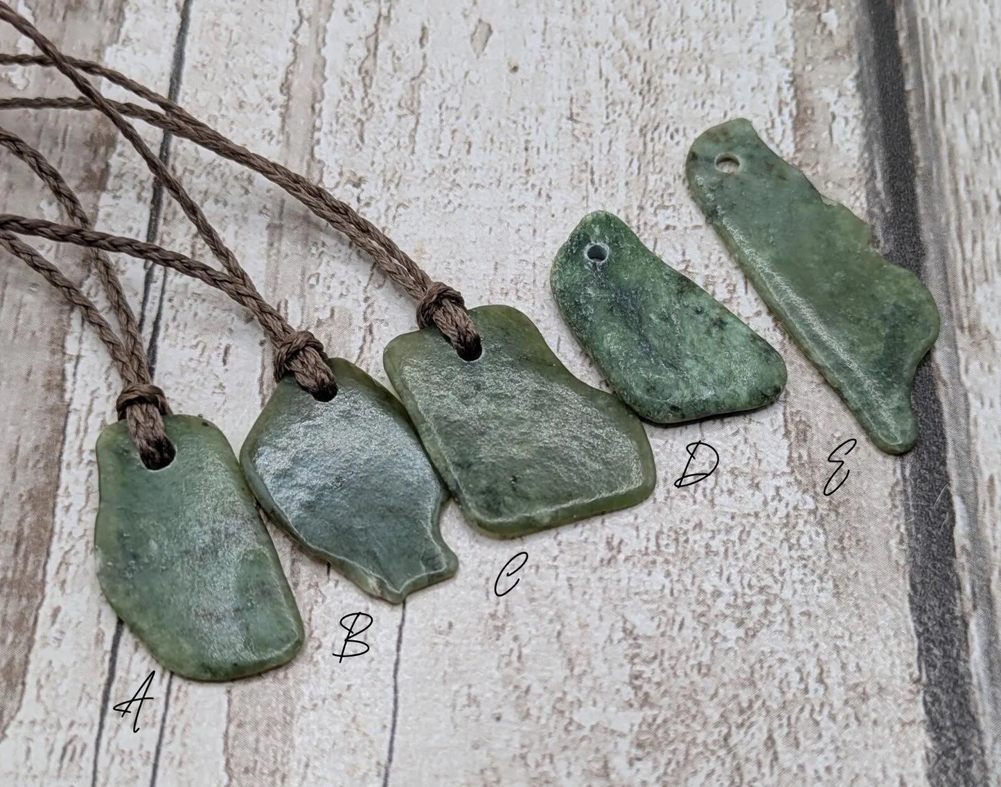 Tumble polished New Zealand Pounamu Jade Necklace – Raw Greenstone Offcut crystal Pendant on Cord, simple spiritual jewellery.