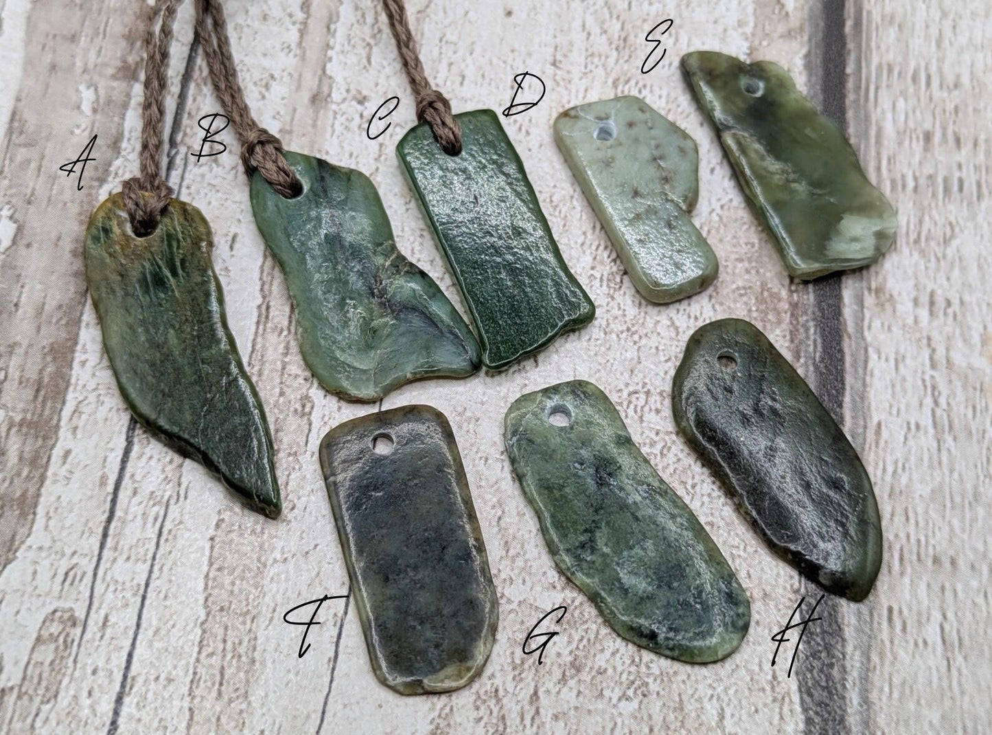 Tumble polished New Zealand Pounamu Jade Necklace – Raw Greenstone Offcut crystal Pendant on Cord, simple spiritual jewellery.