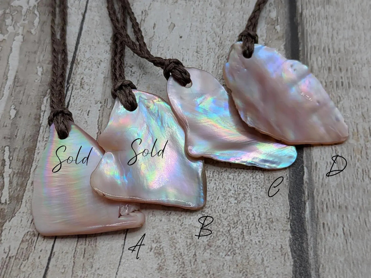 Large Iridescent NZ Freshwater Pink Mussel Shell Pendant – Natural Tumbled, Rainbow Shine, Hand-Polished Shell Jewellery