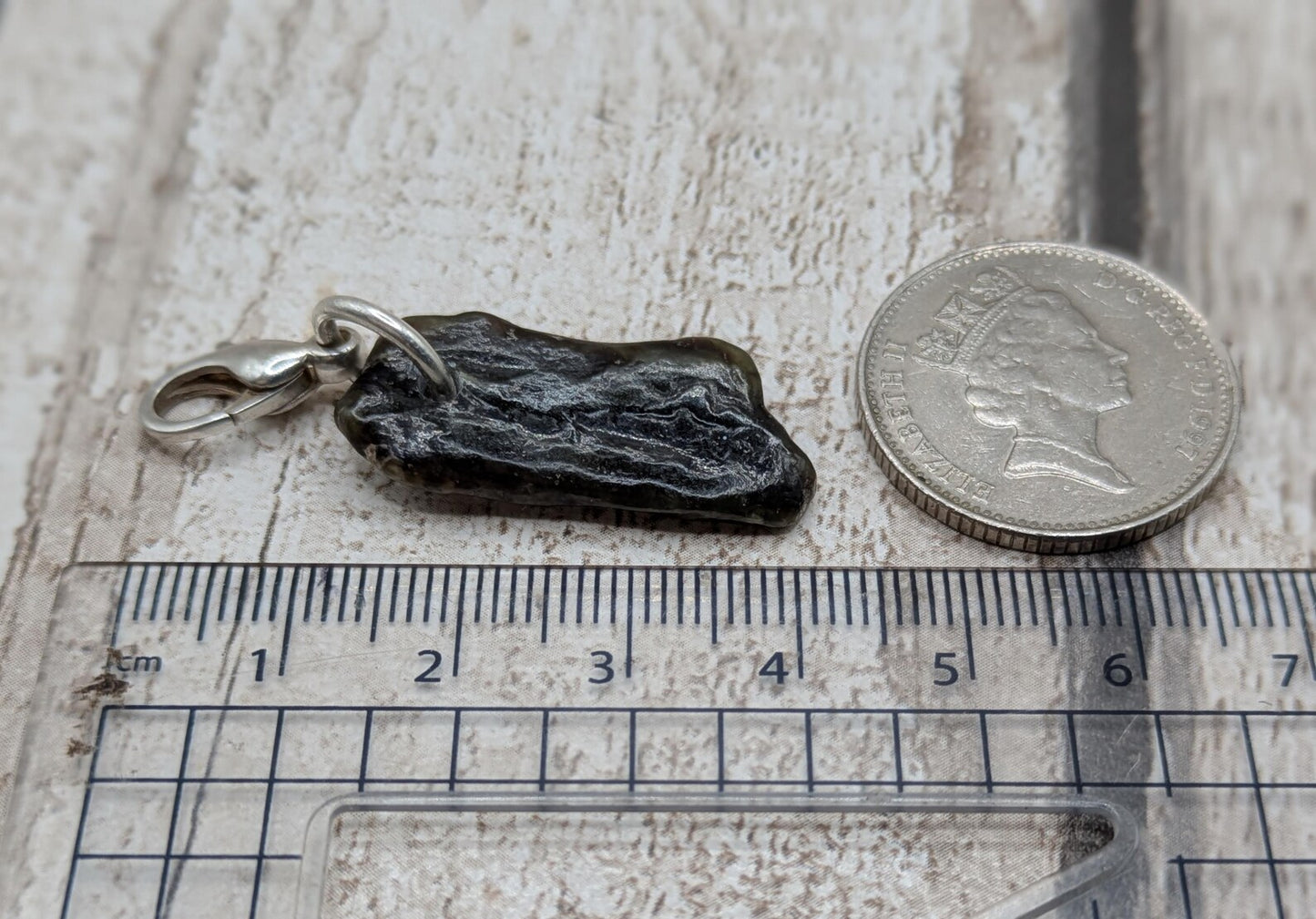 Tumbled New Zealand Pounamu greenstone jade clip on jewellery charm.