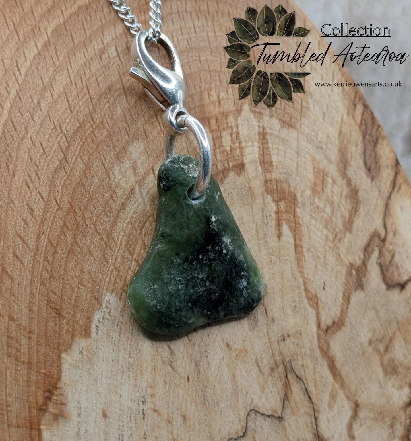Tumbled New Zealand Pounamu greenstone jade clip on jewellery charm