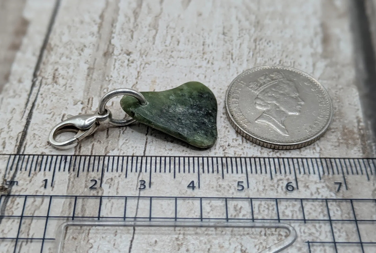 Tumbled New Zealand Pounamu greenstone jade clip on jewellery charm