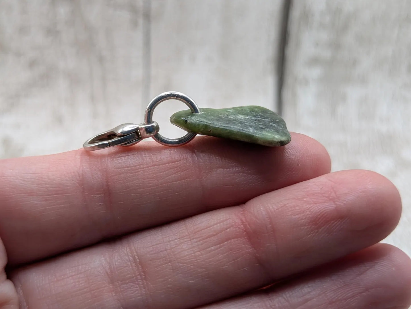 Tumbled New Zealand Pounamu greenstone jade clip on jewellery charm