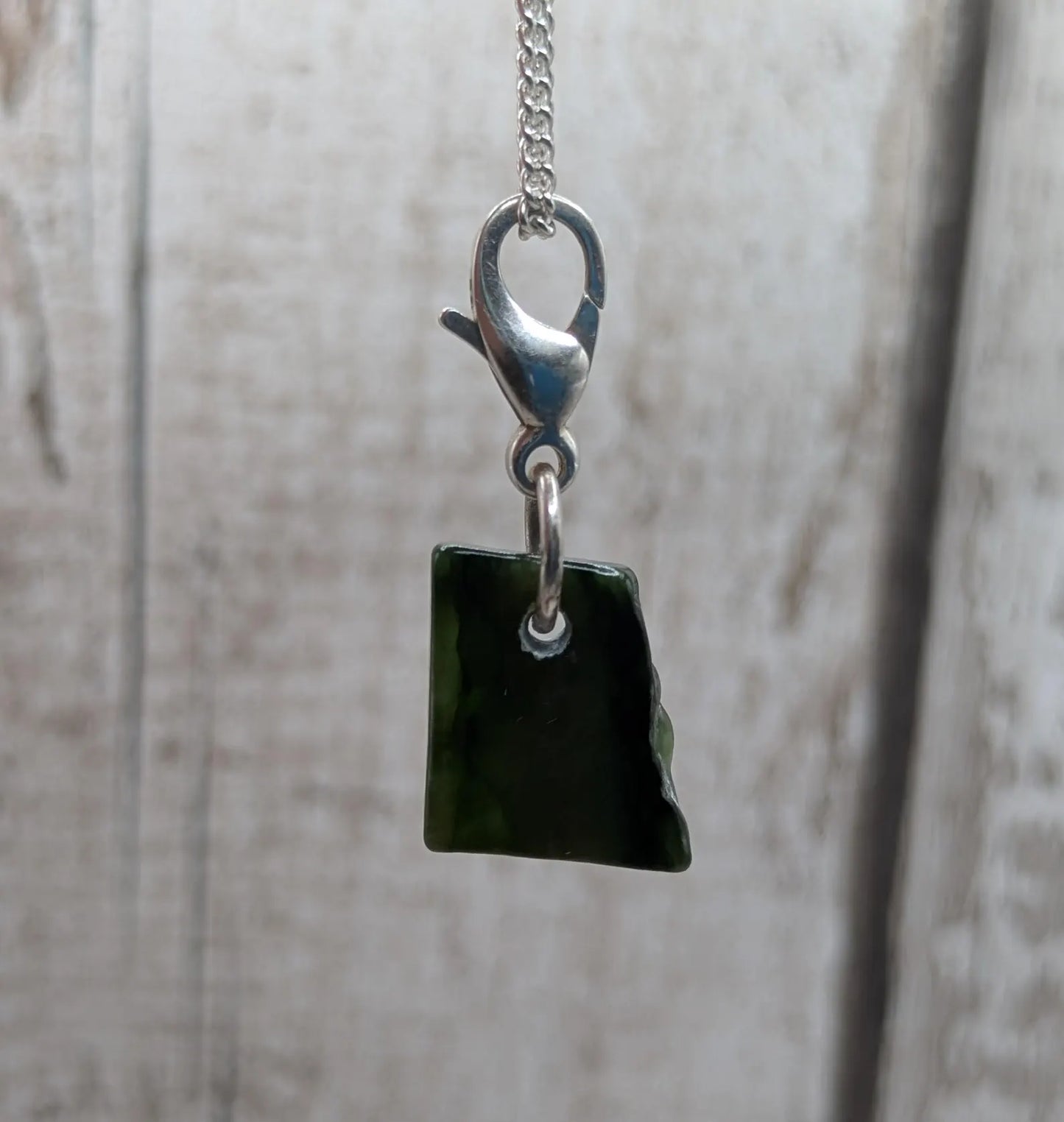 Tumbled New Zealand Pounamu greenstone jade clip on jewellery charm