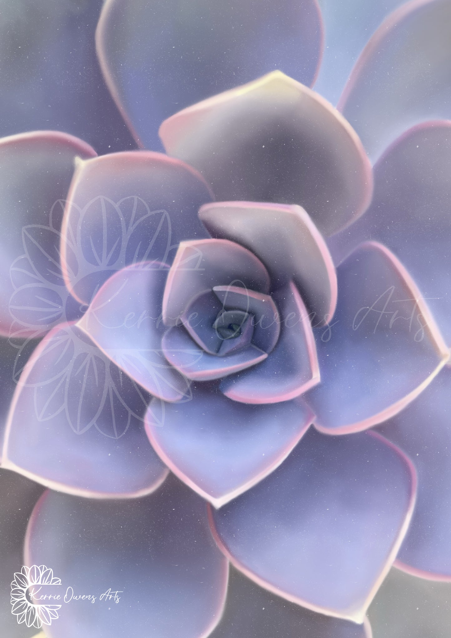 Light purple ombré succulents poster print.