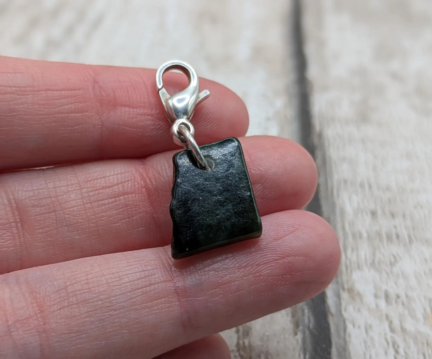 Tumbled New Zealand Pounamu greenstone jade clip on jewellery charm
