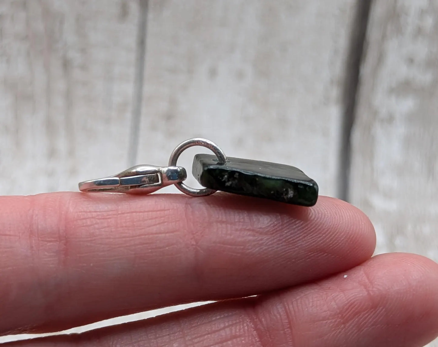 Tumbled New Zealand Pounamu greenstone jade clip on jewellery charm