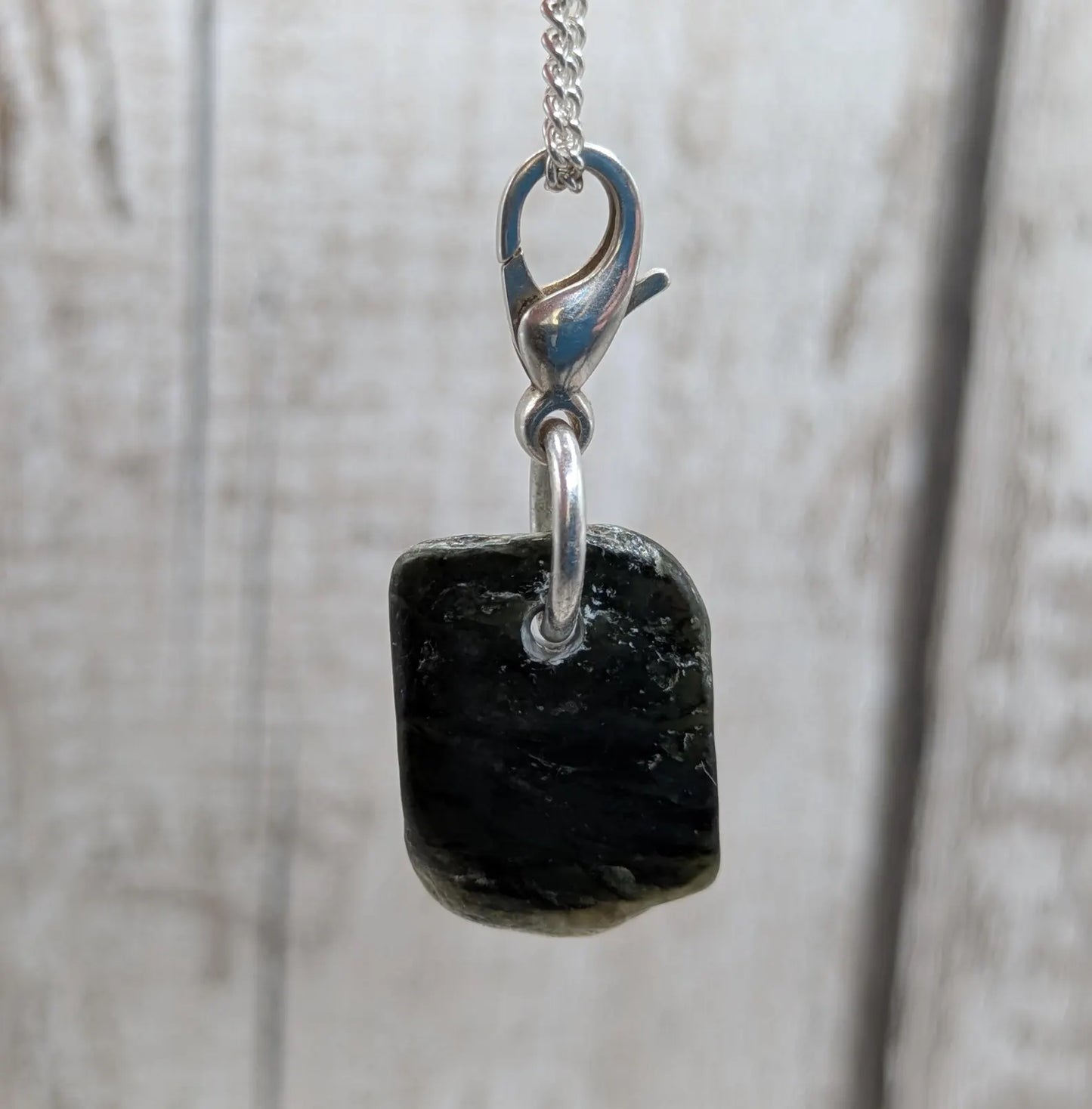 Tumbled New Zealand Pounamu greenstone jade clip on jewellery charm.