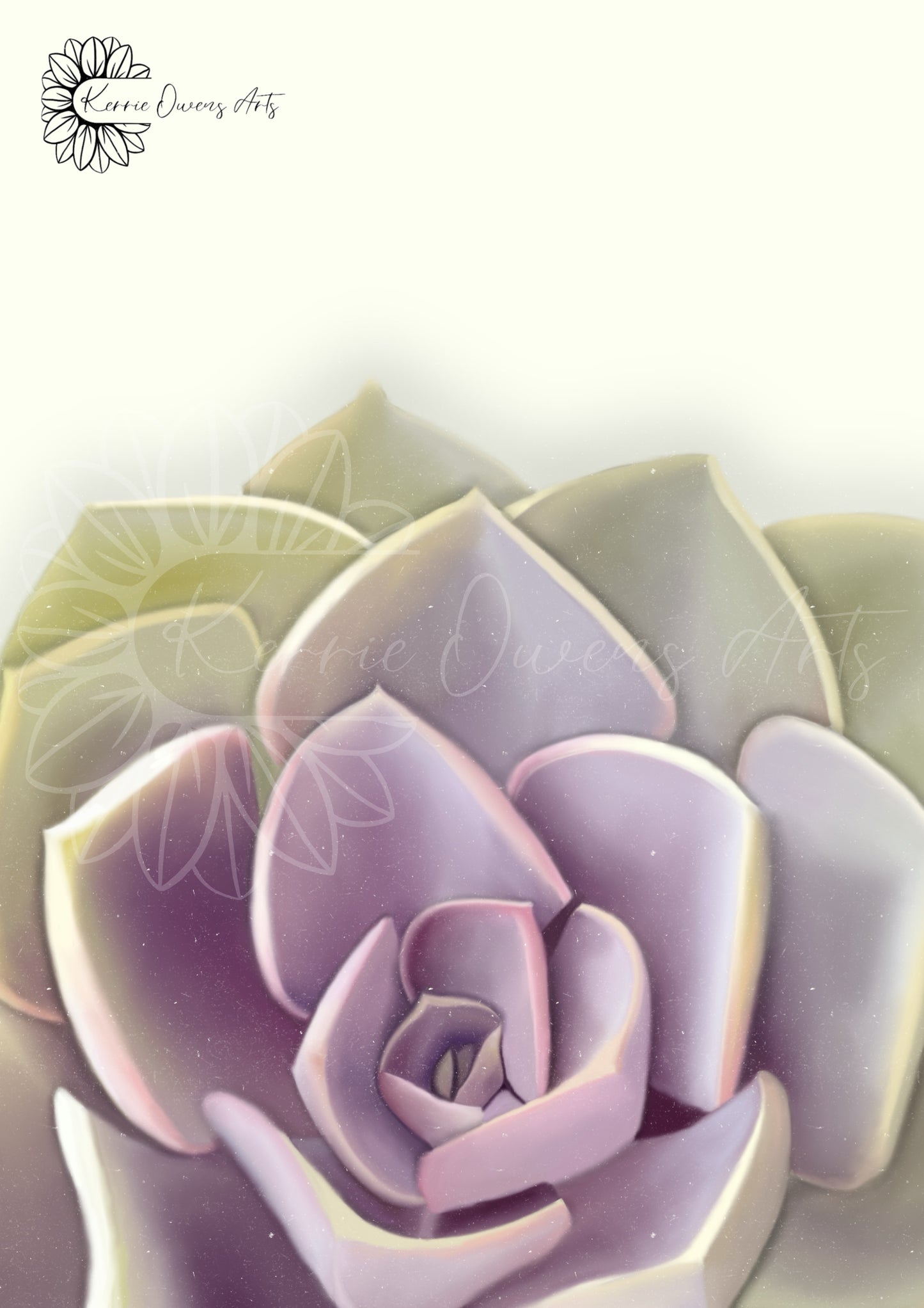 Purple and green ombré succulent poster print.