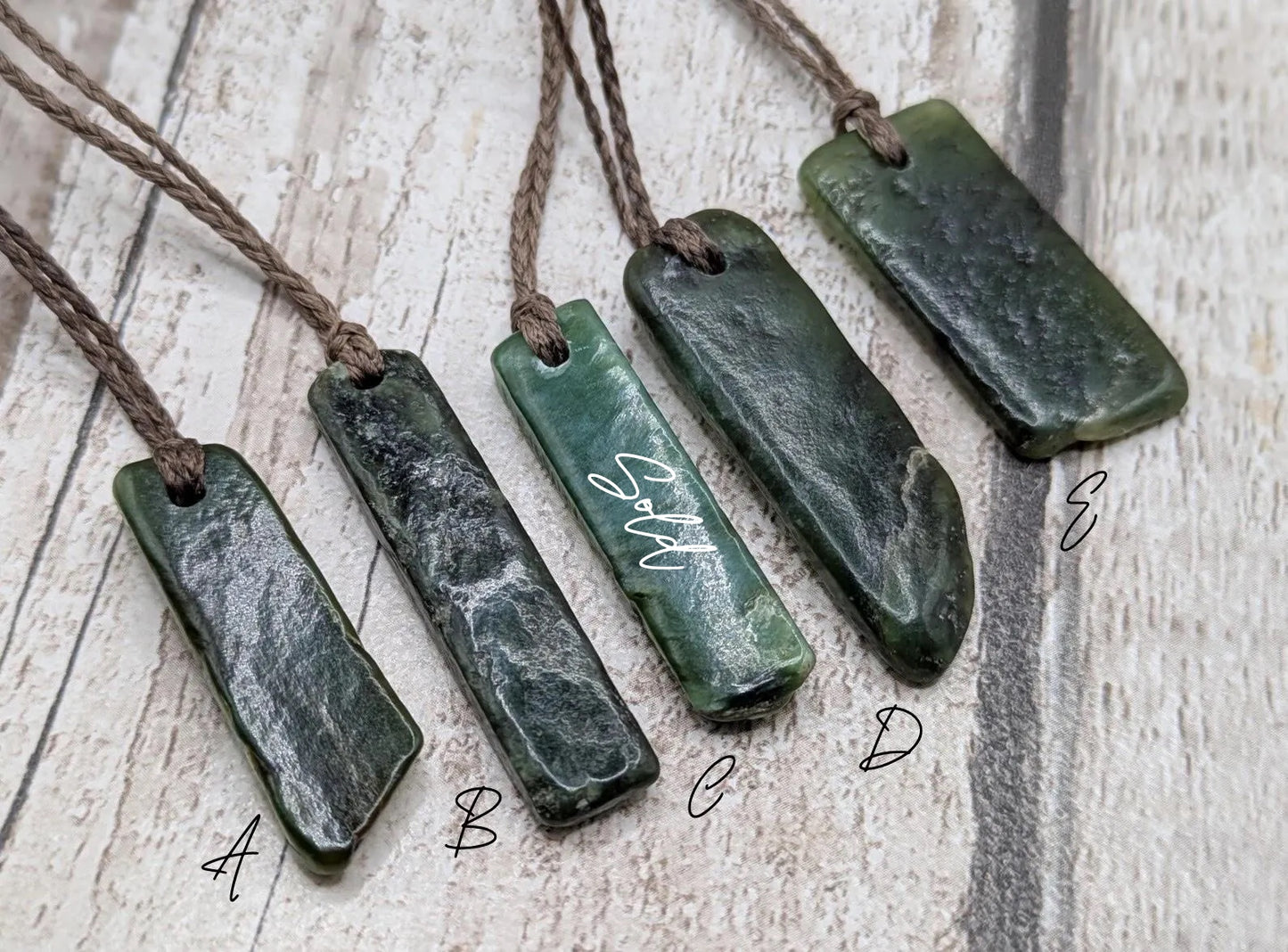 Tumble polished New Zealand Pounamu Jade Necklace – Raw Greenstone Offcut crystal Pendant on Cord, simple spiritual jewellery.