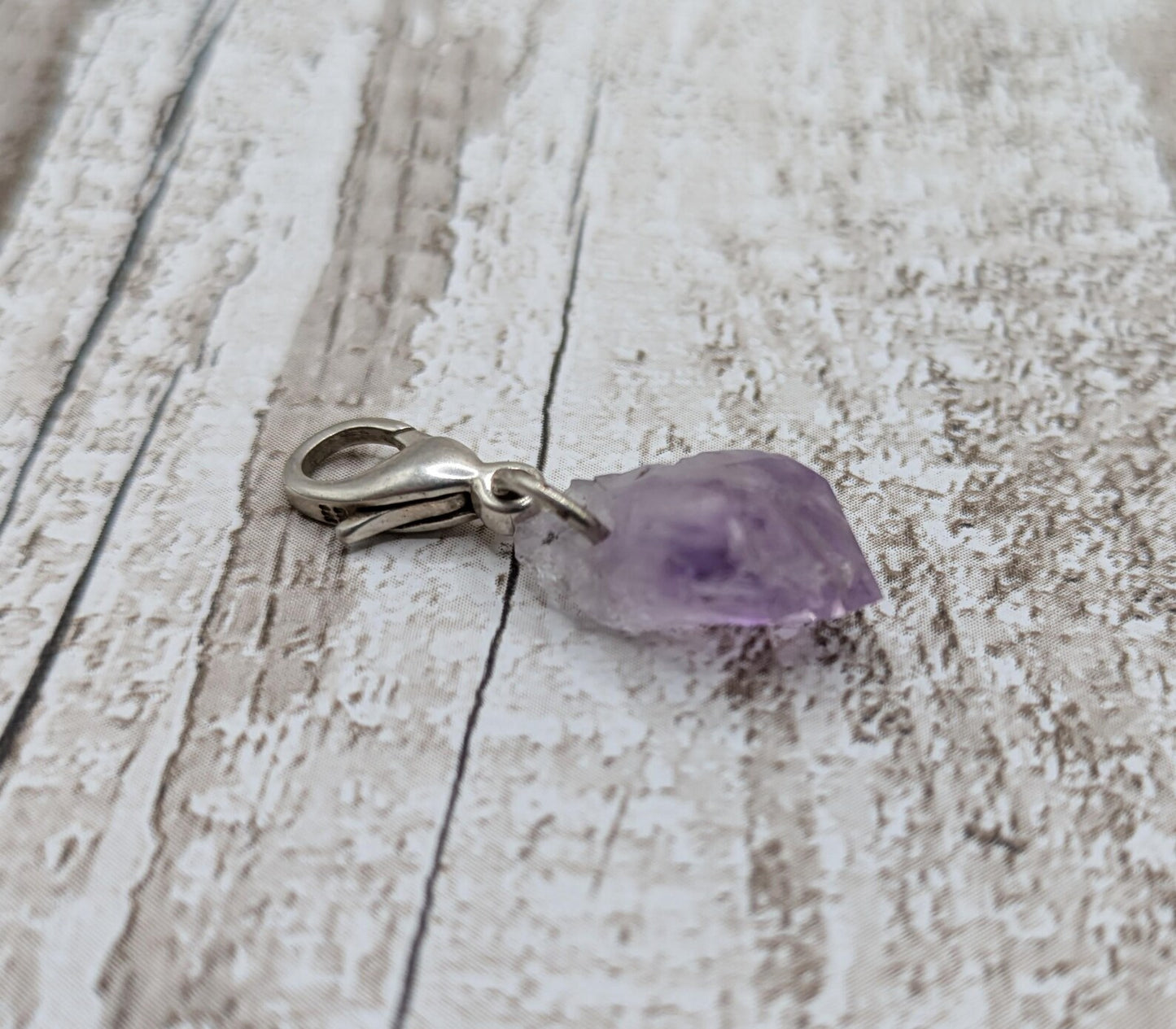 Amethyst raw point clip on charm.