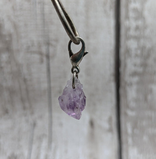 Amethyst raw point clip on charm.