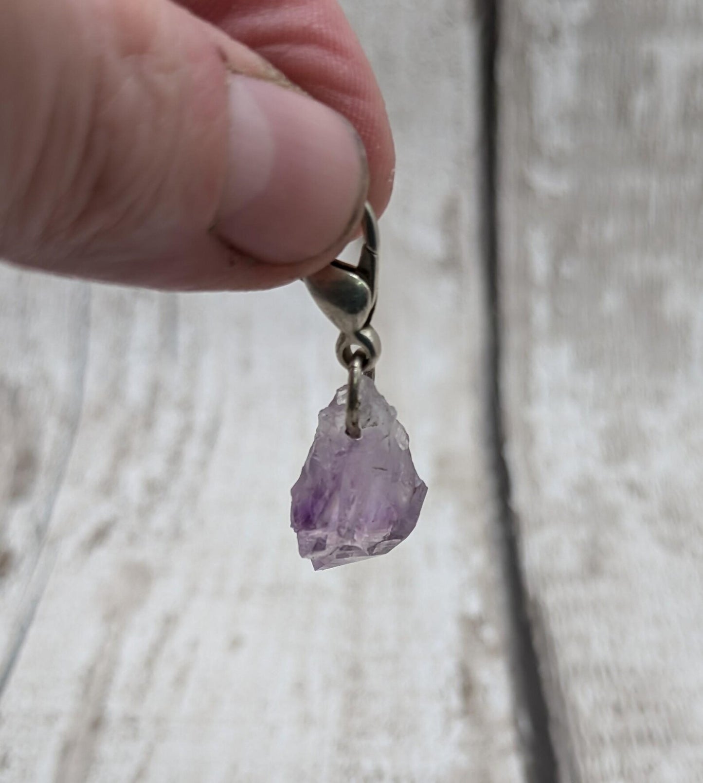 Amethyst raw point clip on charm.