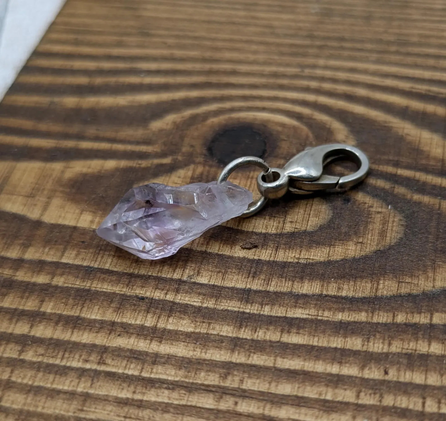 Amethyst raw point clip on charm.