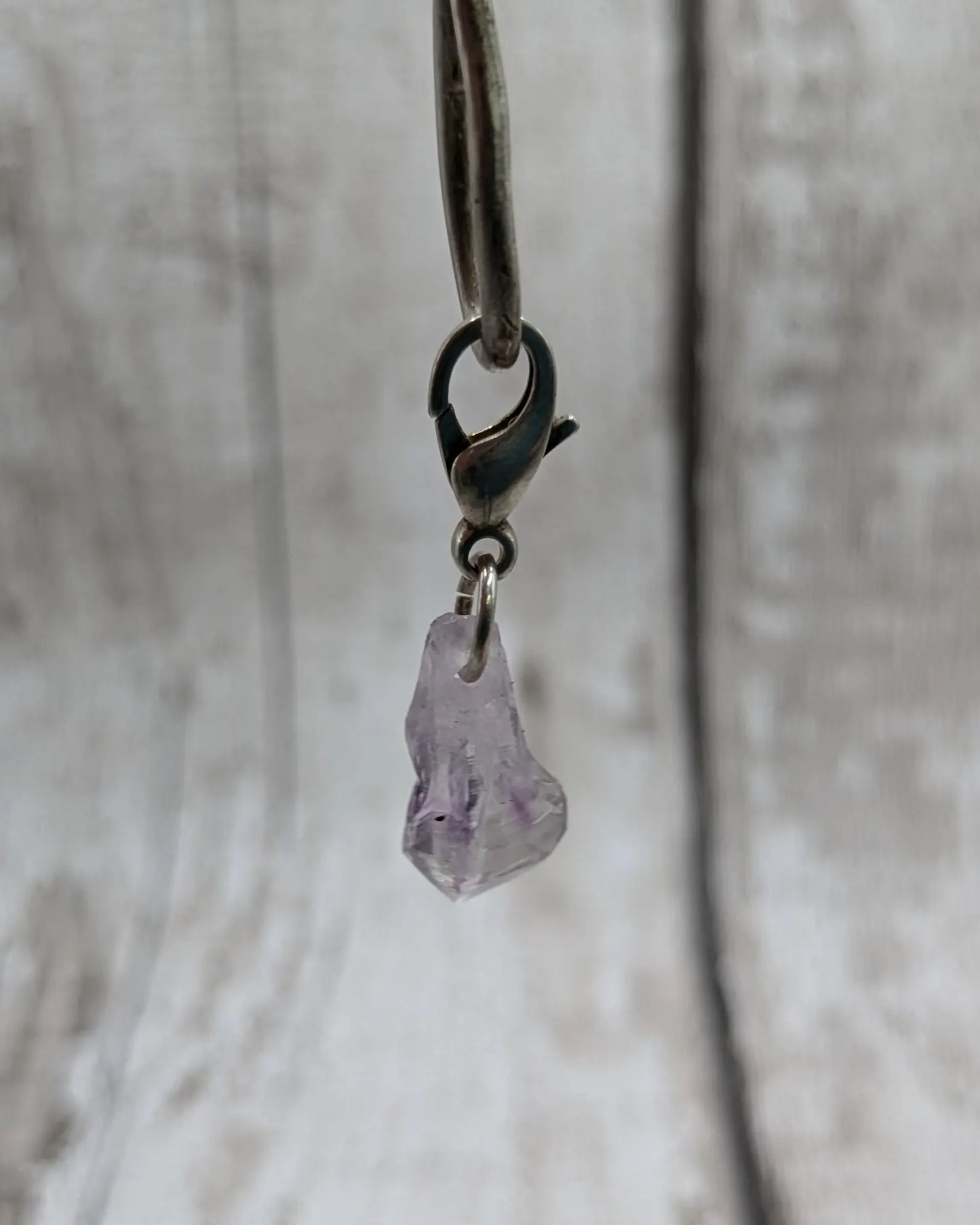 Amethyst raw point clip on charm.