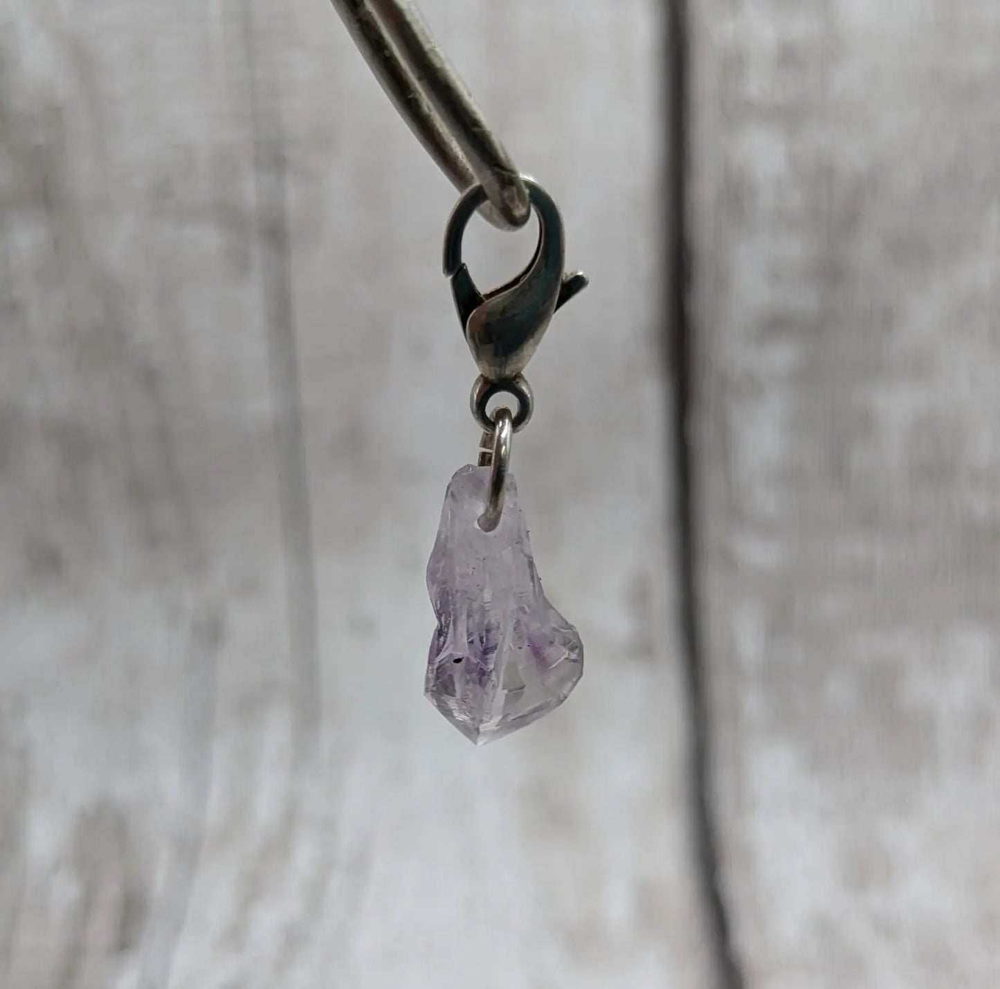 Amethyst raw point clip on charm.