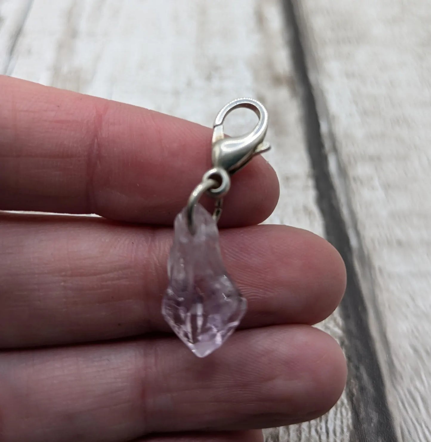 Amethyst raw point clip on charm.