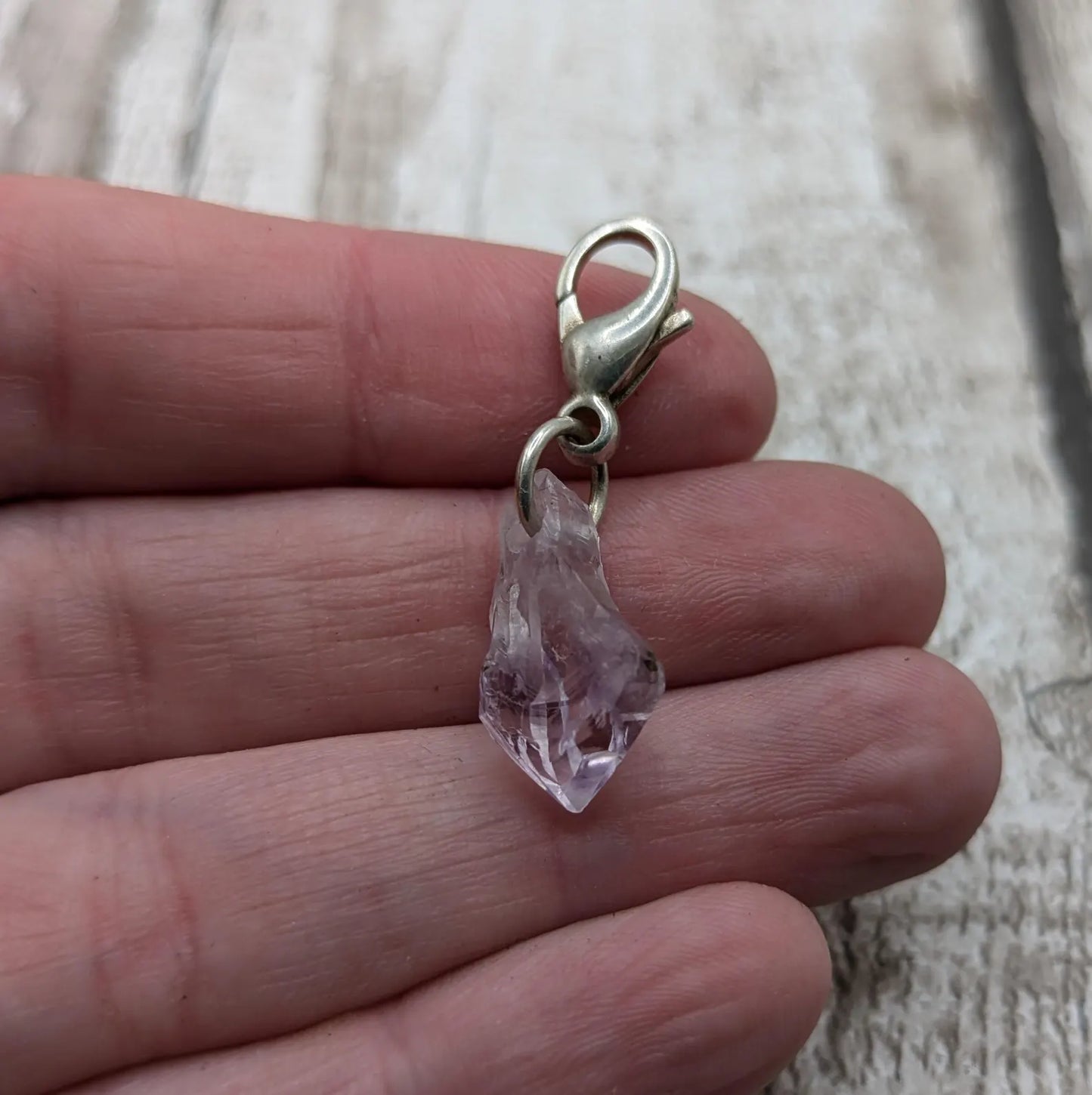 Amethyst raw point clip on charm.