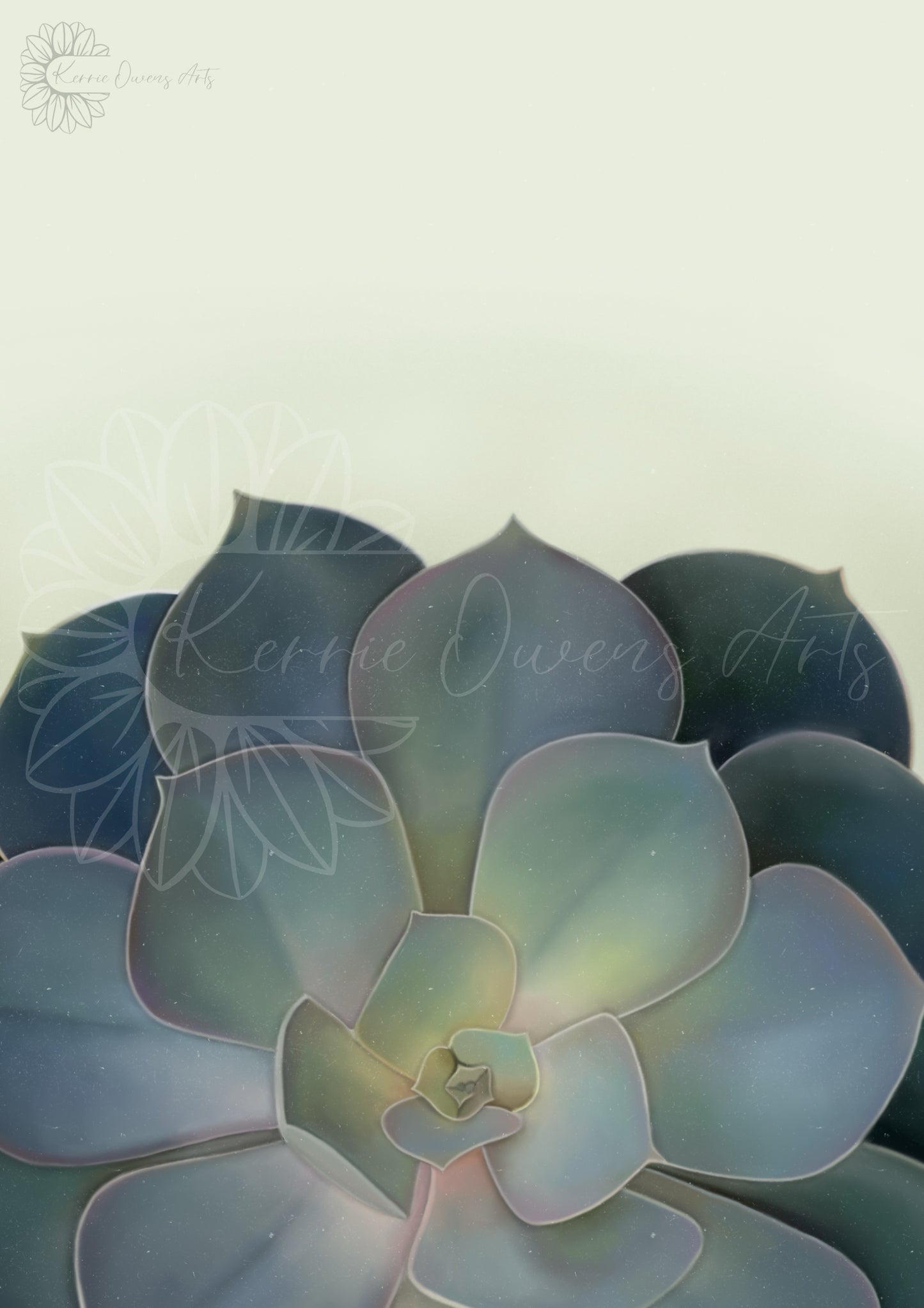 Low line green ombré succulent poster print.