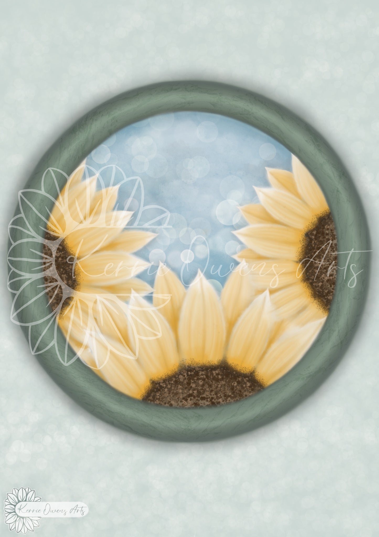 Triple sunflower poster print.