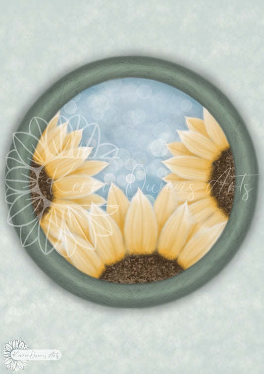 Triple sunflower poster print.