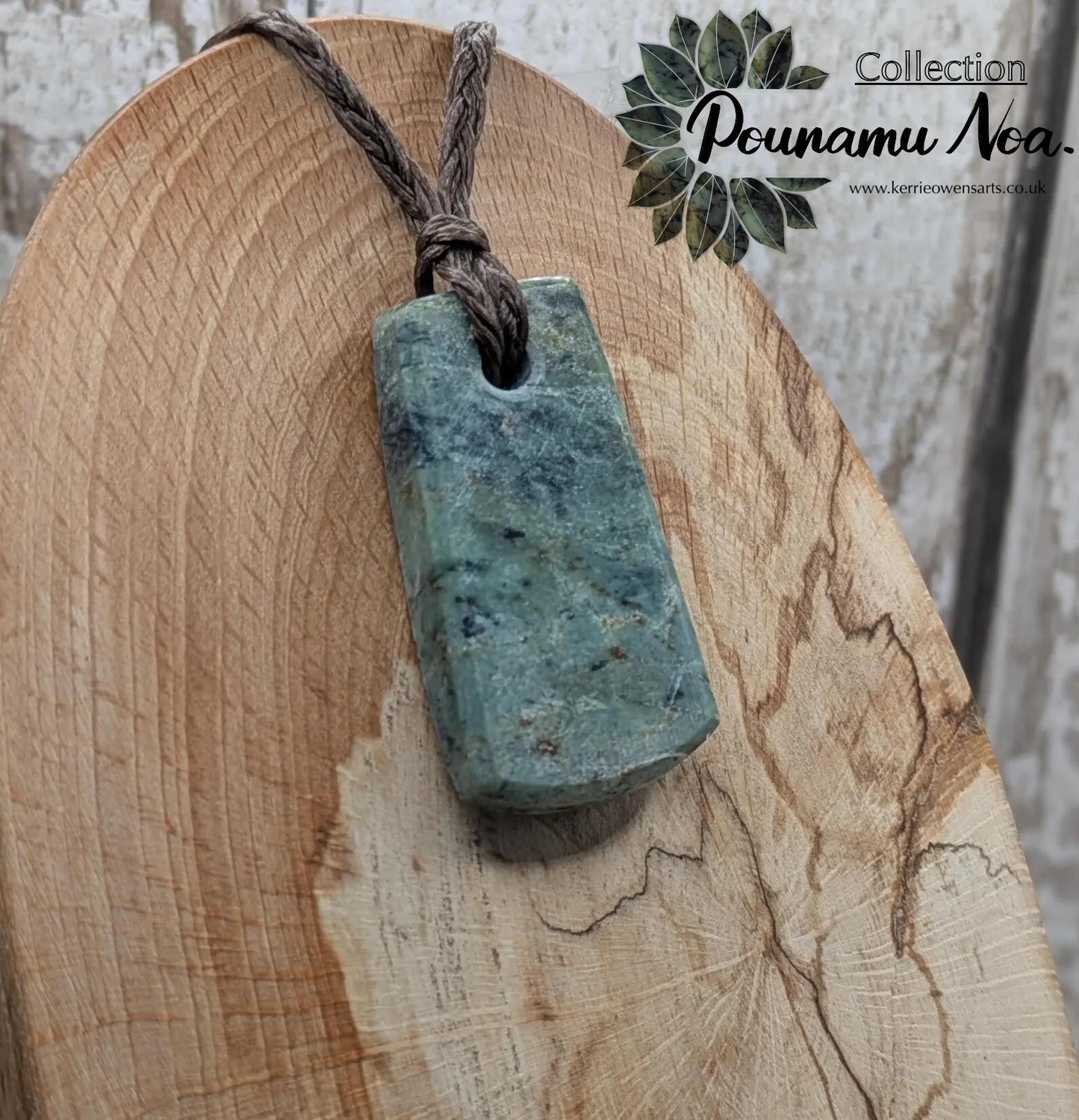 new Zealand pounamu greenstone jade pendant Off cut slice, raw weathered back, cultural and spiritual amulet.