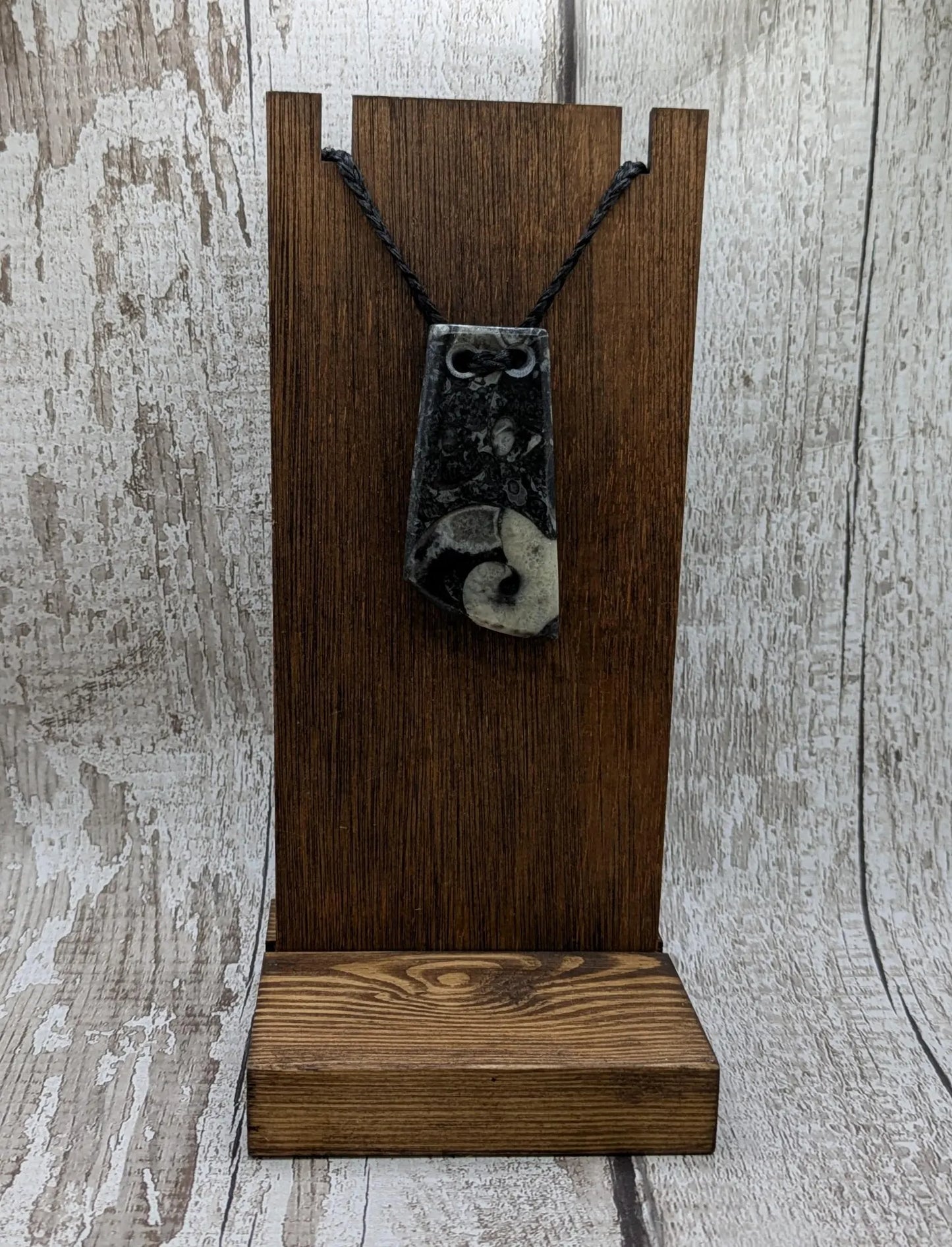 Fossil bedrock marble Toki style pendant.