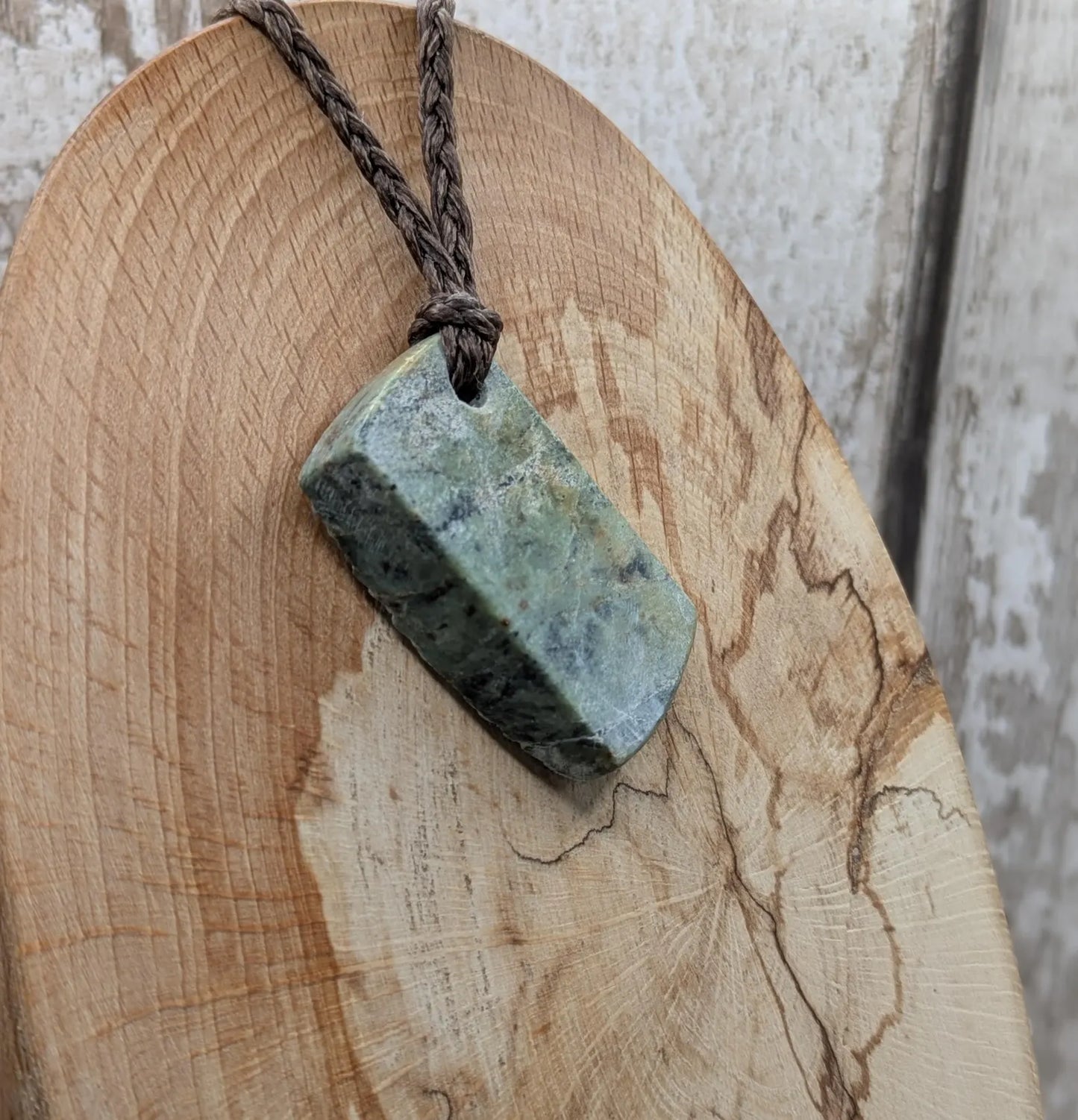 Raw back Pounamu Jade Pendant – Natural New Zealand Greenstone Offcut, Polished Sides, Affordable Spiritual and cultural Jewellery.