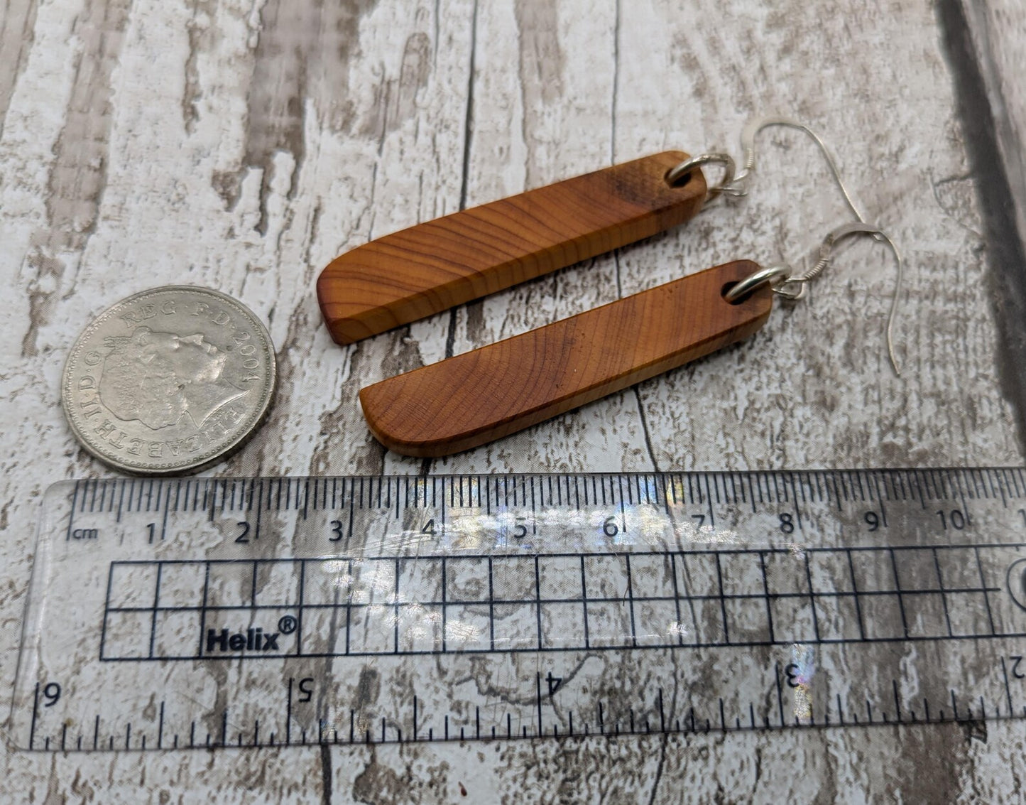 Yew wood drop dangle earrings