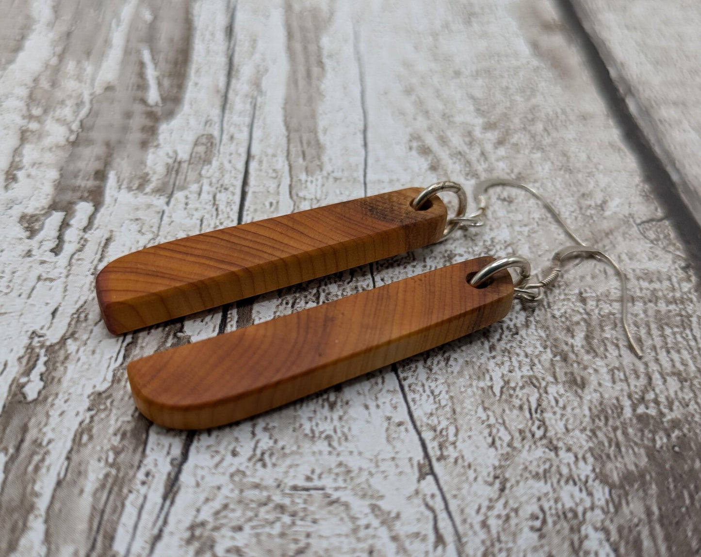 Yew wood drop dangle earrings