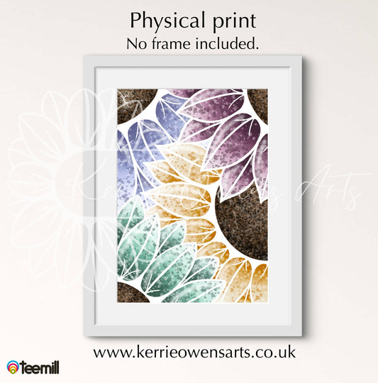 Paint splattered sunflower post print.