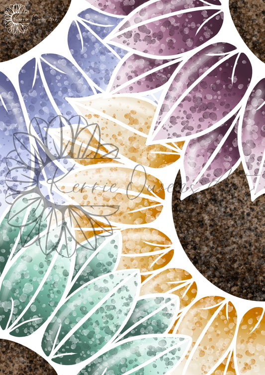 Paint splattered sunflower post print.