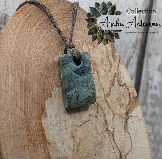 NZ Pounamu Nephrite Jade Pendant hei toki adze – Greenstone Rectangular Necklace, Māori cultural Tonga - spiritual jewellery.