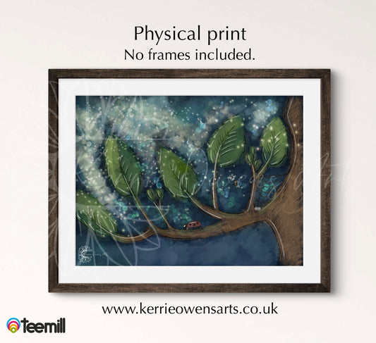 Night time glow landscape poster print.