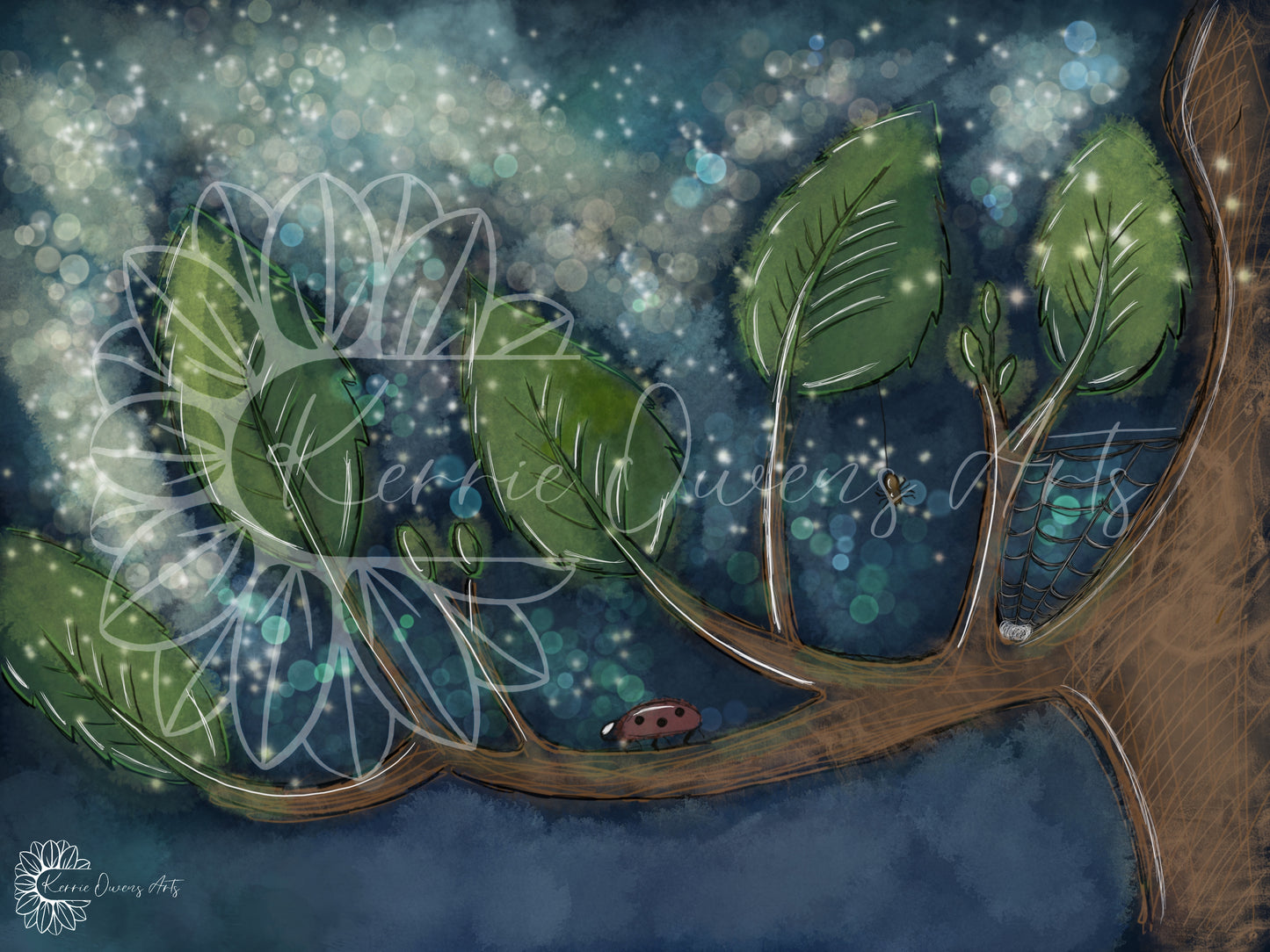 Night time glow landscape poster print.