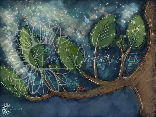 Night time glow landscape poster print.