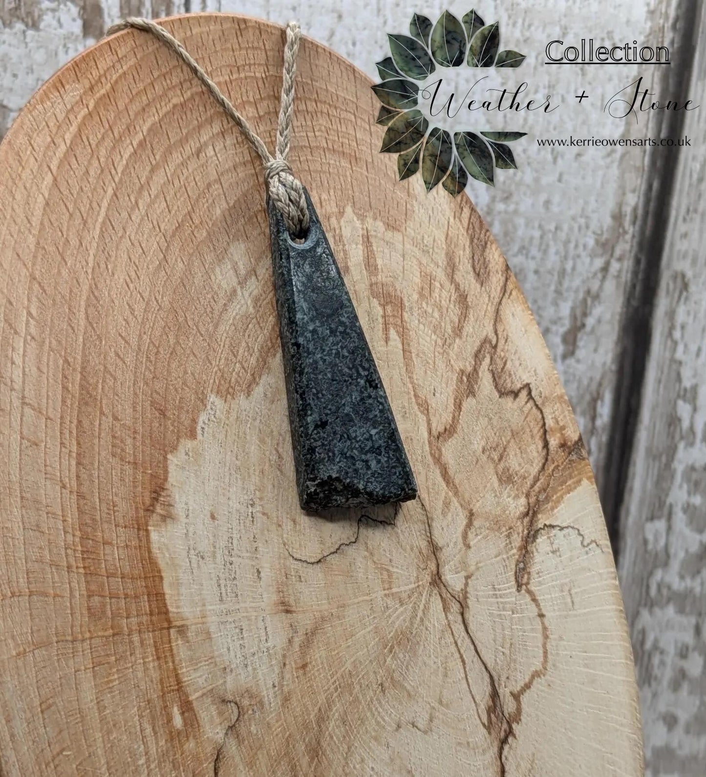 Preseli Bluestone Tear Drop Pendant – Roimata Shape with Natural Edge, Welsh Stonehenge Crystal Necklace, Grounding Celtic Jewellery.