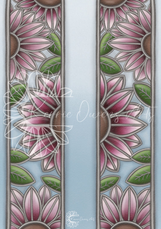 Stained glass sunflowers poster print.