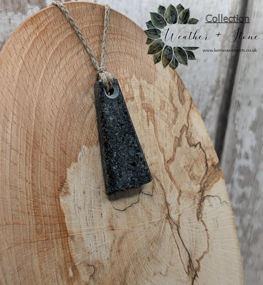 Preseli Bluestone Tear Drop Pendant – Roimata Shape with Natural Edge, Welsh Stonehenge Crystal Necklace, Grounding Celtic Jewellery.
