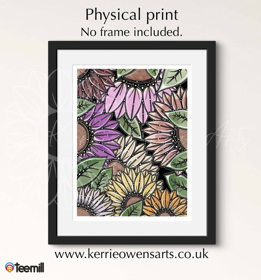 Dark sunflowers poster print poster print.