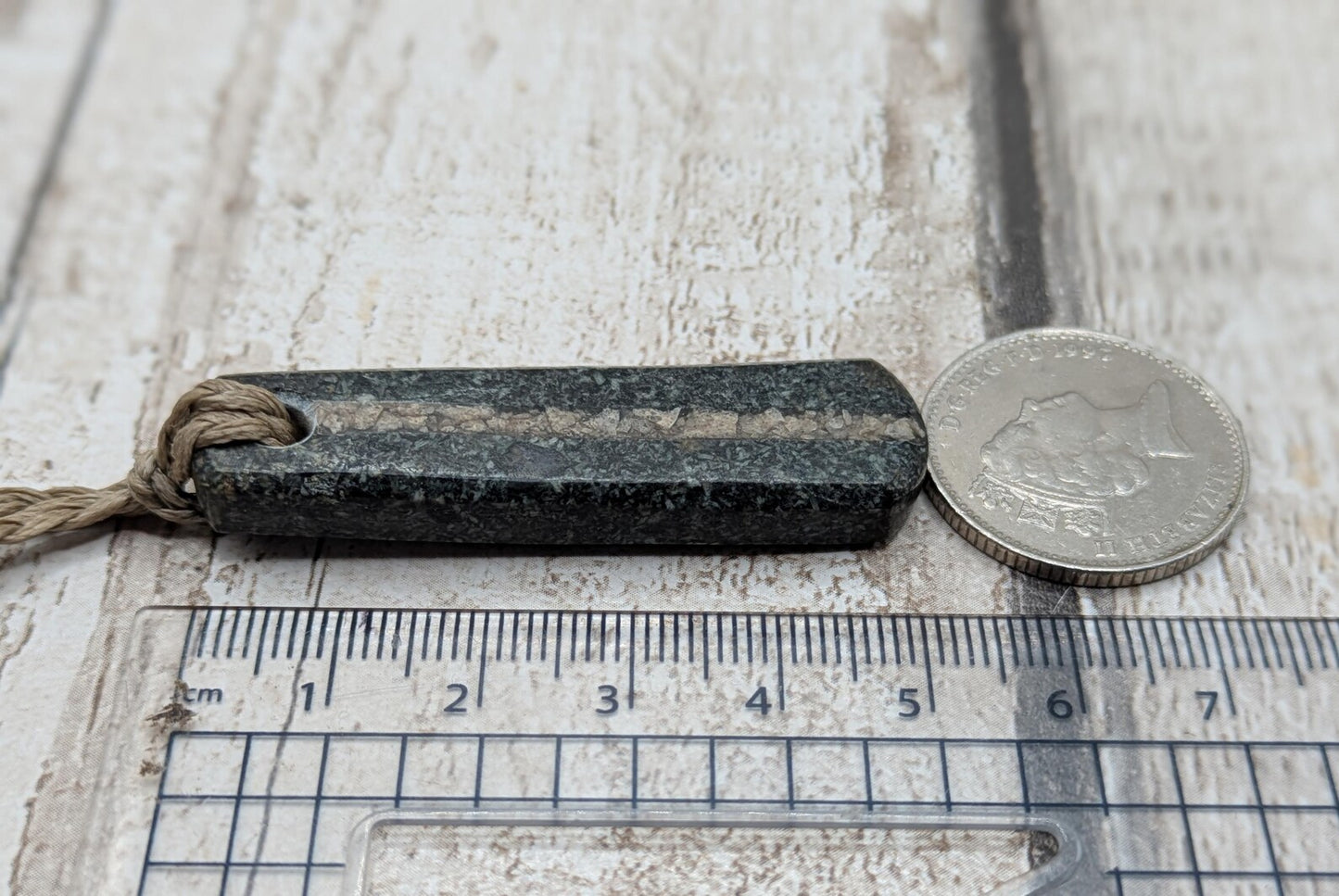 Preseli bluestone Stonehenge stone roimata teardrop with Avebury sarsen inlay.